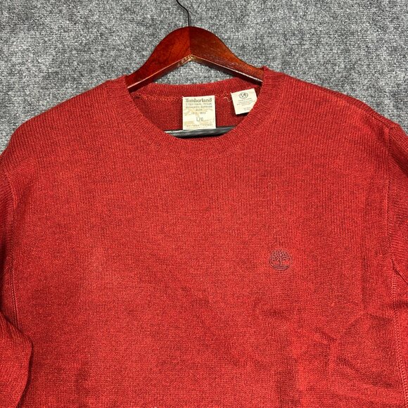 Timberland Sweater Mens Large Rust Lambs Wool Nylon Stratham Issue Crew Pullover - Picture 5 of 8